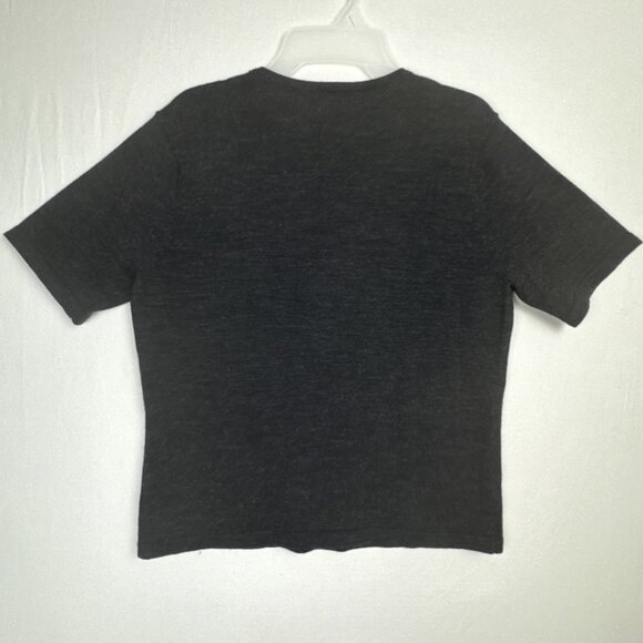 Vtg Talbots Gray Wool Short Sleeve Sweater Top Medium Stars & Floral Embroidered - Picture 3 of 7